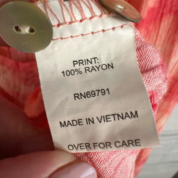 Fig & Flower Anthropologie Womens size Small Boho Coral Crinkle Floral Top - Picture 10 of 10